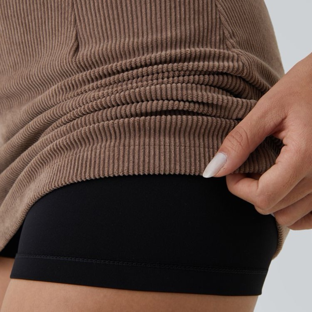 Halara High Waisted 2-in-1 Corduroy Mini Skirt Built-In Shorts Brown NWT Size L - Picture 3 of 7
